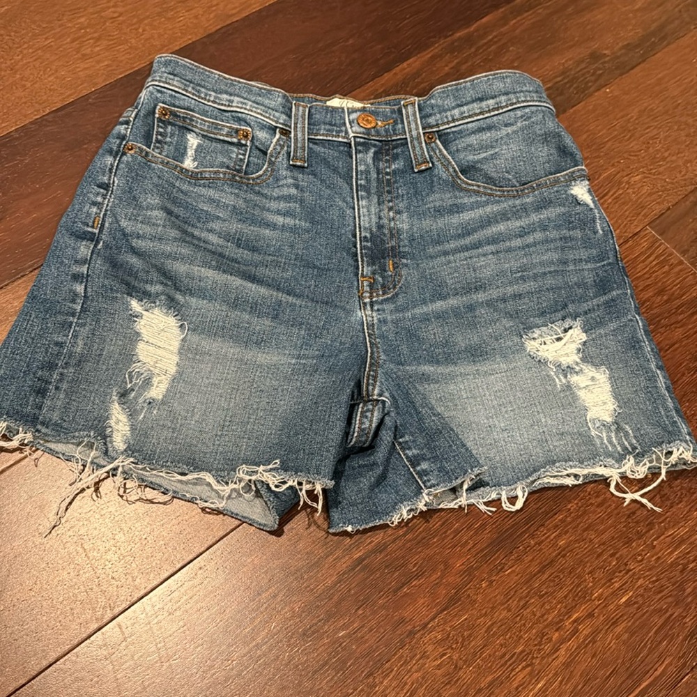 J. Crew NWOT high rise denim distressed shorts